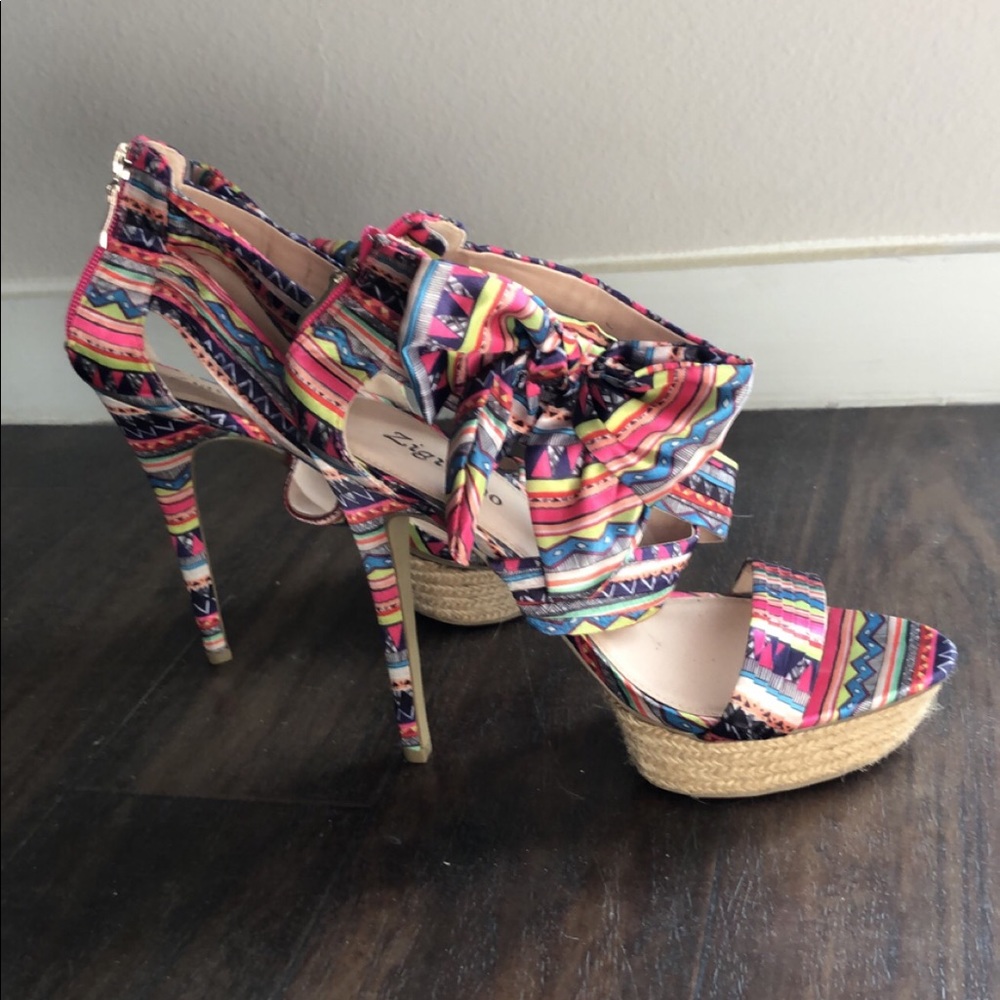 Colorful platform heels. NEVER WORN